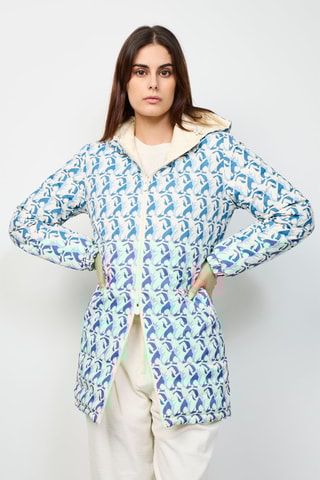 Dubbelzijdige Gewatteerde Jas met Capuchon Roma - Wit en Blauw