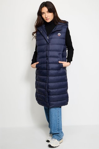 Lange Gewatteerde Jas Lola - Marineblauw