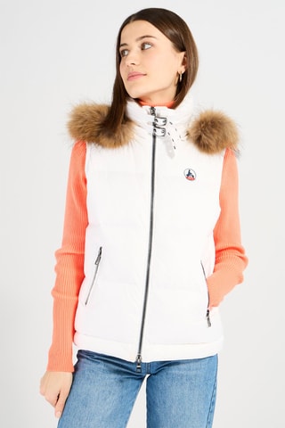 Doorgestikte Bodywarmer met Capuchon Texas - Wit