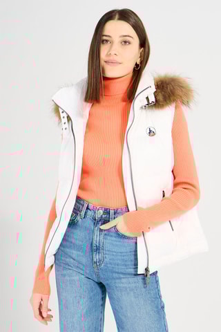 Doorgestikte Bodywarmer met Capuchon Texas - Wit