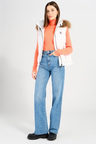 Doorgestikte Bodywarmer met Capuchon Texas - Wit