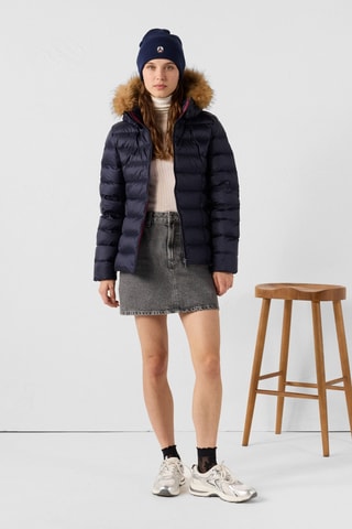 Gewatteerde Jas met Capuchon Luxe - Marineblauw