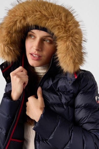 Gewatteerde Jas met Capuchon Luxe - Marineblauw