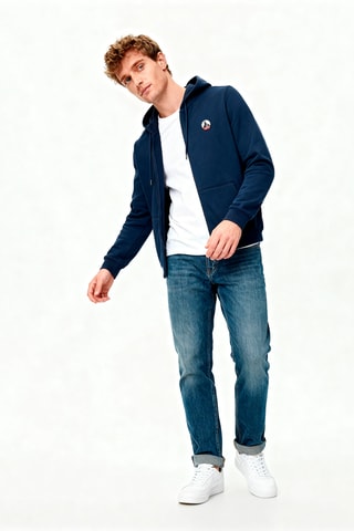 Sweater relaxed met Capuchon - Marineblauw