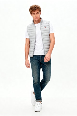 Mouwloze Gewatteerde Jas Slim Fit - Lichtgrijs