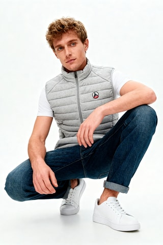 Mouwloze Gewatteerde Jas Slim Fit - Lichtgrijs