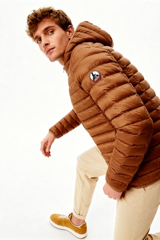 Piumino slim con cappuccio - Cammello