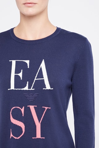 Scheerwollen Trui Marineblauw - Emporio Armani