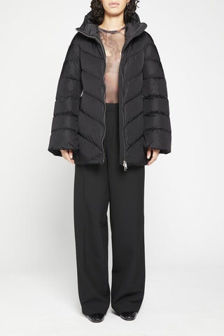 Gewatteerde Jas met Capuchon Zwart