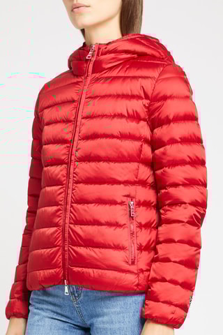 Gewatteerde Jas met Capuchon Rood