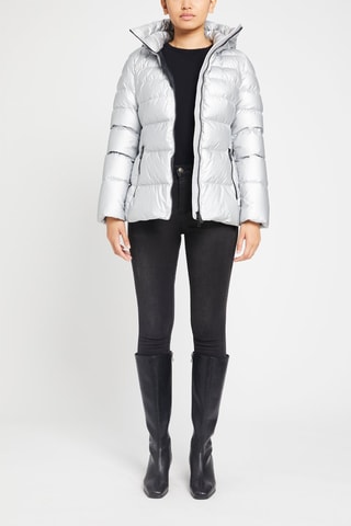 Gewatteerde Jas met Capuchon Zilverkleurig