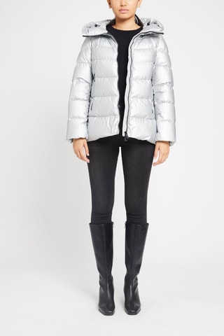 Gewatteerde Jas met Capuchon Zilverkleurig
