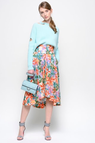 Linnen Midirok Hoge Taille - Wit en Lichtpaars