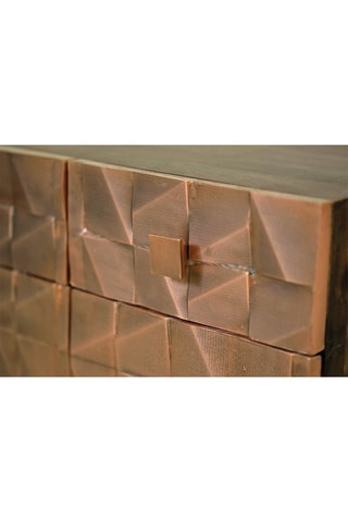 Buffet 4 portes - Naturel et noir - Structure en bois de manguier et bronze - 170 x 42 x 80 cm