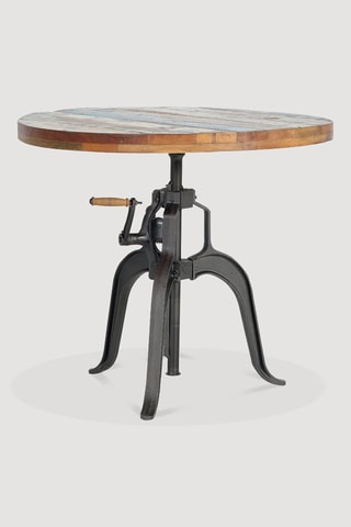 Table basse - Naturel et noir - Plateau en bois de manguier - 90 x 75 x 90 cm