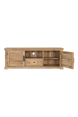 Meuble TV 2 portes  -  Naturel - 40 x 60 x 170 cm - Structure en bois de manguier