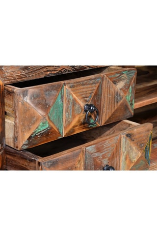 Meuble TV 4 tiroirs - Naturel - Structure en bois recyclé - 155 x 40 x 55 cm