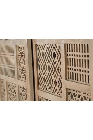 Meuble de rangement 2 portes - Naturel et argenté - Structure en teck - 140 x 170 x 40 cm