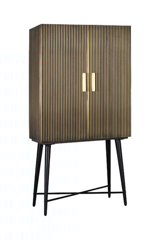 Armoire 2 portes - Noir et doré - Structure en bois de manguier - 85 x 163 x 40 cm