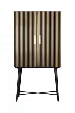 Armoire 2 portes - Noir et doré - Structure en bois de manguier - 85 x 163 x 40 cm