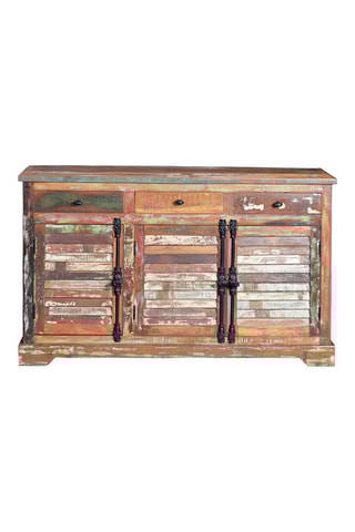 Buffet 3 portes - Naturel - Structure en bois recyclé - 150 x 90 x 45 cm