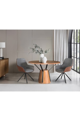 2 chaises pivotantes - Gris chiné et marron