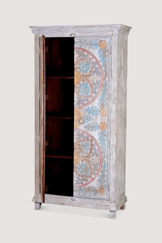 Armoire 2 portes - Blanc - Structure en bois de manguier - 90  x 40 x 190 cm