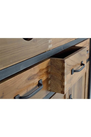 Buffet 3 portes - Naturel - Structure en bois de manguier et teck - 140 x 110 x 40 cm