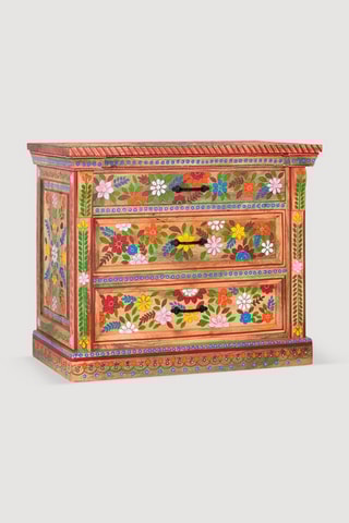 Commode 3 tiroirs - Marron - En bois de manguier - 50 x 95 x 50 cm