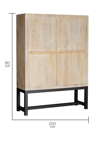 Armoire 2 portes - Naturel et noir - Structure en bois de manguier - 124 x 42 x 176 cm