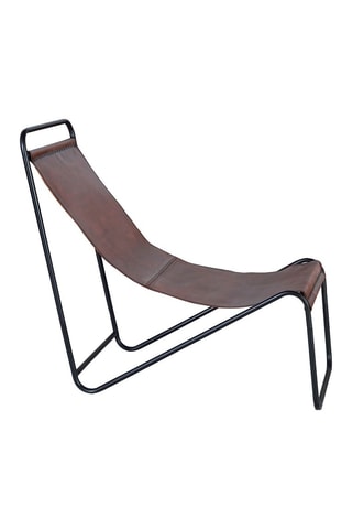 Chaise longue -  Naturel et noir - Assise en cuir