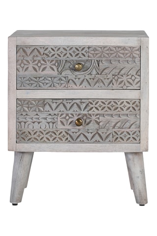 Table de chevet 2 tiroirs en manguier - 56 x 45 x 33 cm