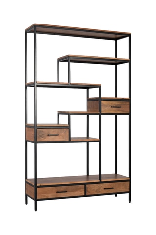 Bibliothèque 4 tiroirs en manguier - 182 x 115 x 35 cm