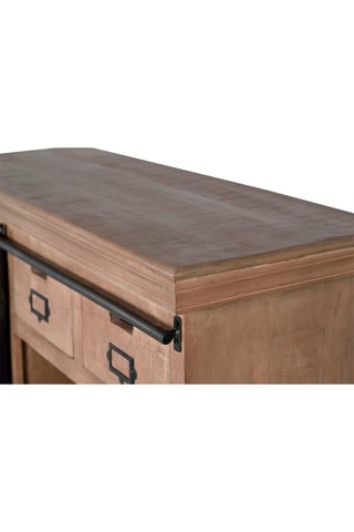 Buffet 1 porte - Naturel et noir - Structure en bois de manguier - 115 x 40 x 85 cm