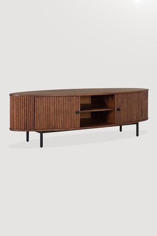 Meuble TV 2 portes - Marron - Structure en acacia - 170 x 48 x 50 cm