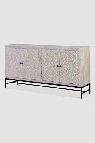 Buffet 4 portes - Blanc vieilli et naturel