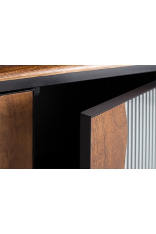 Buffet 2 portes - Noir - Structure en bois de manguier - 87 x 90 x 37