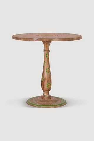 Table - Naturel et vert - En bois de manguier - 76 x 76 x 76 cm