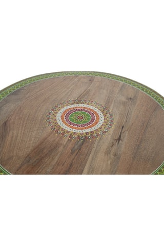 Table - Naturel et vert - En bois de manguier - 76 x 76 x 76 cm