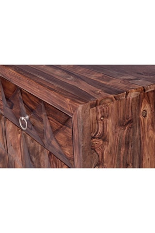 Buffet 2 portes - Naturel et noir - Structure en bois de palissandre - 100 x 40 x 87 cm