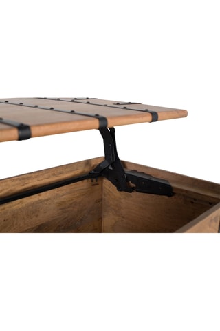 Table coffre - Naturel et noir - Structure en bois de manguier - 120 x 46 x 60 cm