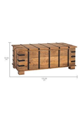 Table coffre - Naturel et noir - Structure en bois de manguier - 120 x 46 x 60 cm