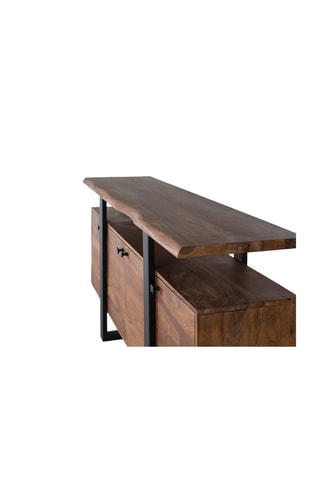 Buffet 4 portes - Naturel et noir - Structure en bois récupéré - 175 x 45 x 90 cm