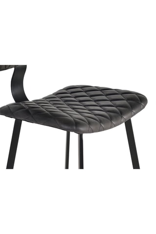 2 chaises de bar - Noir - Assise et dossier en cuir - Hauteur 112 cm