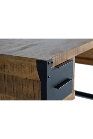 Bureau 4 tiroirs - Naturel et noir - Bois de manguier - 76 x 135 x 70 cm