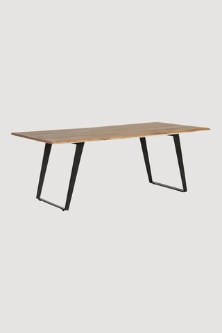 Table à manger - Naturel et noir - Plateau en acacia - 205 x 76 x 100 cm