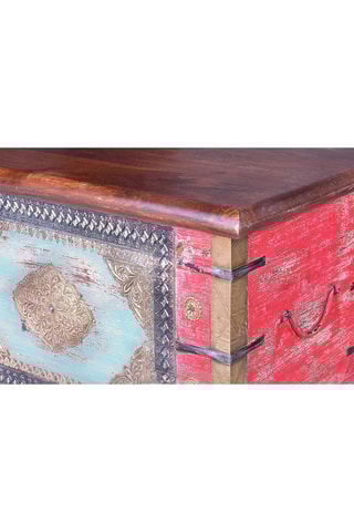 Coffre - Naturel et rose - En bois de manguier et bronze - 116 x 45 x 40 cm