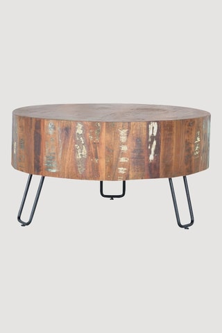 Table basse - Naturel et noir - Structure en bois - 70 x 70 x 38 cm