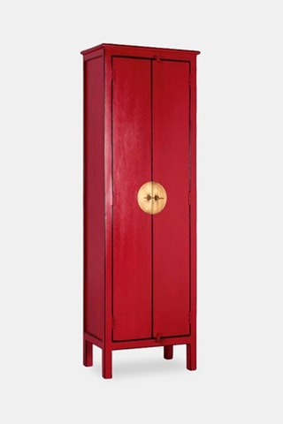 Armoire 2 portes - Rouge - Bois de manguier - 60 x 180 x 35 cm