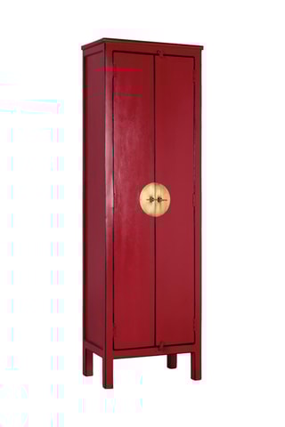 Armoire 2 portes - Rouge - Bois de manguier - 60 x 180 x 35 cm